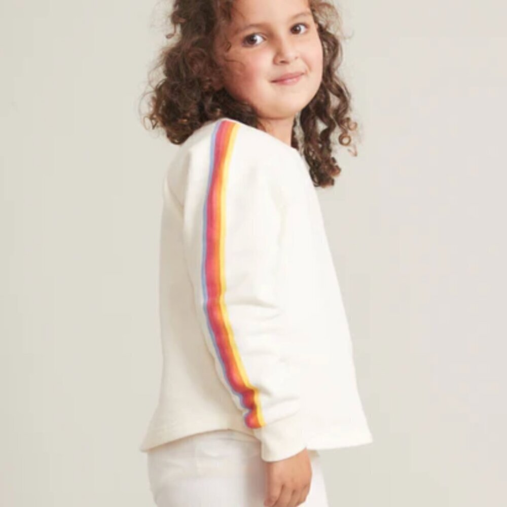 Marine Layer ML x LF Summit Sweatshirt Mini Crew Pullover Cream Striped NWT 4